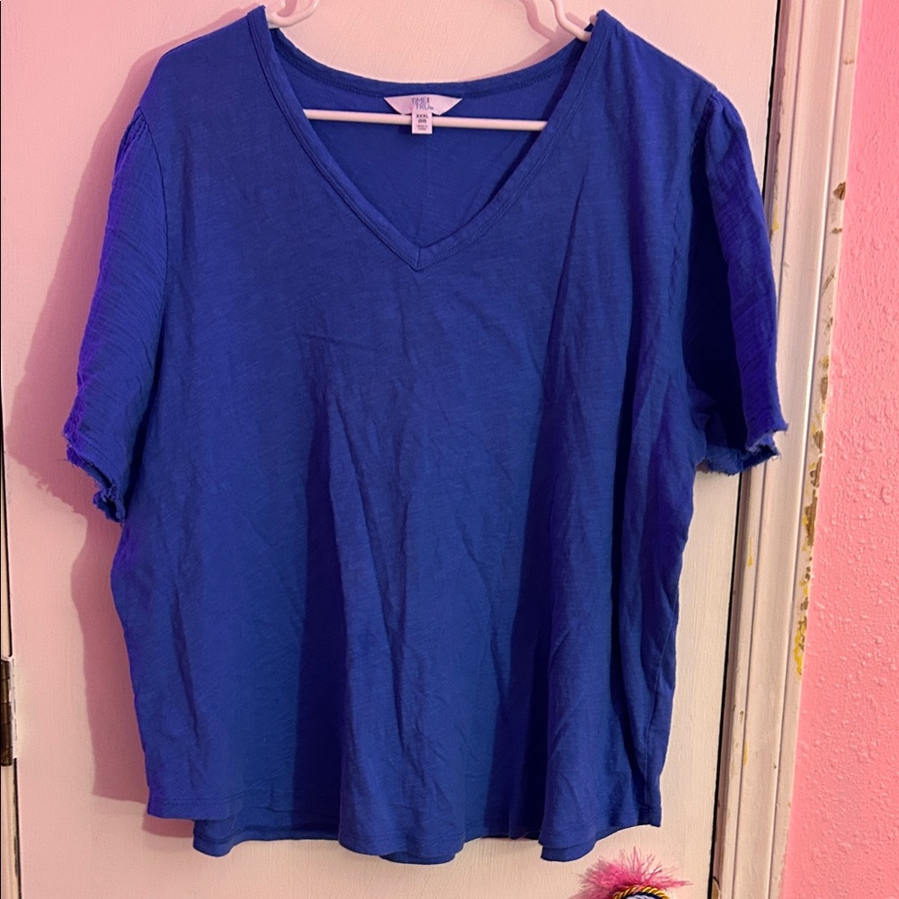 Time and Tru Royal Blue V-Neck Tee